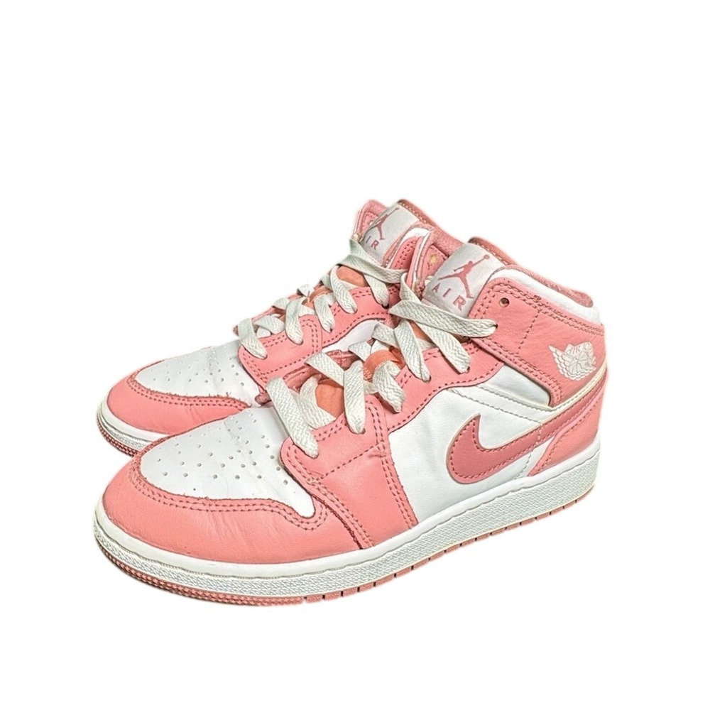 Nike‎ Air Jordan 1 Mid GS Pink White Sneakers DQ8423-616 Kids 3.5Y